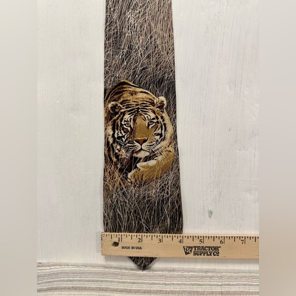 Endangered Species “Tiger Eyes” Tie by Simon Combes 1995 Wildlife Art Silk - Picture 5 of 5